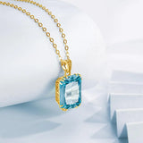 Sky Blue Topaz Aquamarine Necklace Pendant for Women Silver 925 Jewelry Victorian Star Filigree