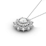 925 Sterling Silver 1ct Round Snowflake Moissanite Pendant For Women With Necklace Sparking Full AAA+ Zircon Fine Jewelry