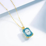 Sky Blue Topaz Aquamarine Necklace Pendant for Women Silver 925 Jewelry Victorian Star Filigree