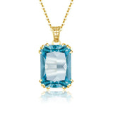 Sky Blue Topaz Aquamarine Necklace Pendant for Women Silver 925 Jewelry Victorian Star Filigree