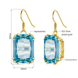 Aquamarine Earrings Silver 925 Sky Blue Topaz Drop Earrings For Women Gemstone Party Valentines Earring Fine Jewelry Gifts