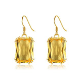 Vintage-inspired Citrine Drop Earrings in 18K Gold Color - Genuine 925 Sterling Silver