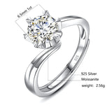 Real 0.5-1 Carat Moissanite Rings Woman Adjustable 925 Silver 4 Prongs Diamond Party Jewelry With Certificate Wife Gift Trendy