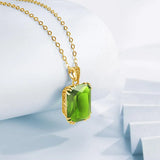 Elegant Peridot Gemstone Pendant Necklaces in 14K Gold-palted 925 Silver - Perfect for Wedding Guests, Valentine's Day, and as a Special Gift for Women.
