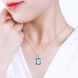 Sky Blue Topaz Aquamarine Necklace Pendant for Women Silver 925 Jewelry Victorian Star Filigree