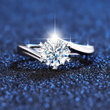 Real 0.5-1 Carat Moissanite Rings Woman Adjustable 925 Silver 4 Prongs Diamond Party Jewelry With Certificate Wife Gift Trendy