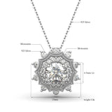 925 Sterling Silver 1ct Round Snowflake Moissanite Pendant For Women With Necklace Sparking Full AAA+ Zircon Fine Jewelry