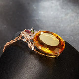 Classic Necklace 925 Silver Jewelry with Oval Citrine Zircon Gemstone Pendant