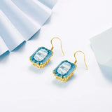 Aquamarine Earrings Silver 925 Sky Blue Topaz Drop Earrings For Women Gemstone Party Valentines Earring Fine Jewelry Gifts
