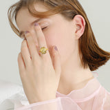 Sparkle with our women's citrine ring, crafted in 14K gold-plated 925 sterling silver.