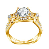 A 1.2 Carat  D Color Certified Moissanite Diamond Ring hold by a 925 Sterling Silve Flower designed base