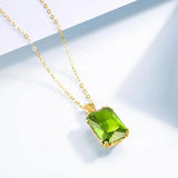 Elegant Peridot Gemstone Pendant Necklaces in 14K Gold-palted 925 Silver - Perfect for Wedding Guests, Valentine's Day, and as a Special Gift for Women.