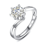Real 0.5-1 Carat Moissanite Rings Woman Adjustable 925 Silver 4 Prongs Diamond Party Jewelry With Certificate Wife Gift Trendy