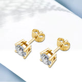 Real 100% 0.3ct 4mm Moissanite Earrings Stud For Women Real 925 Sterling Siver 14K Gold Plated Korean Earrings Women's Jewelry