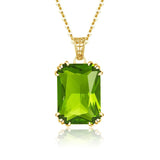 Elegant Peridot Gemstone Pendant Necklaces in 14K Gold-palted 925 Silver - Perfect for Wedding Guests, Valentine's Day, and as a Special Gift for Women.