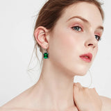 Women Earrings Vintage 925 Sterling Silver Fine Jewelry Retro Bohemia Pendientes Lab Ruby Emerald CZ Stone Lady Party Eardrops