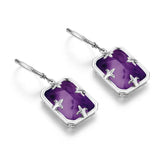 Real 925 Sterling Silver Amethyst Earrings For Women Jewelry With Stones Rectangle Female Fine Jewellery Gift Hypoallergenic Hot