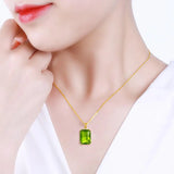 Elegant Peridot Gemstone Pendant Necklaces in 14K Gold-palted 925 Silver - Perfect for Wedding Guests, Valentine's Day, and as a Special Gift for Women.