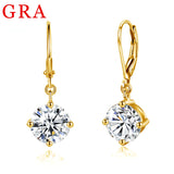 Drop Earrings Total Is 2.4ct 7mm Round Cut Moissanite With Certificate