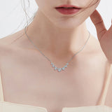 With Certificate Halo Moissanite Necklace For Women Chains Solid 925 Silver Wedding Woman Jewelry Trend Gift Pass Diamond Test D