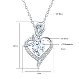 Rose Flower Heart Shaped Moissanite Necklace Woman 1ct 6.5mm 925 Silver With Certificate