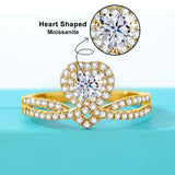 4mm Real Moissanite Heart Ring With Certificate For Gifrls Yellow Gold Eternity Band Enagement Fine Jewelries Luxury Gift New In