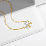 Yellow Gold plated Moissanite Bow Necklace For Women Pass Diamond Test Female Jewelry Luxury Gift Quality