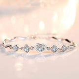 Chic 0.5 Carat 5 Stone Moissanite Bracelet Women Sterling Silver 925 GRA Certificate Heart Shaped Bangle Wedding Jewelry Trend