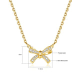 Yellow Gold plated Moissanite Bow Necklace For Women Pass Diamond Test Female Jewelry Luxury Gift Quality