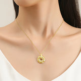Round Moissanite Sun Necklace Gold Luxury Pendant With Chain Quality Gift