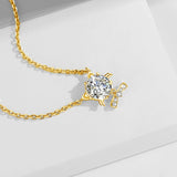 1 Carat Cute Cat certified Moissanite Necklace With an elegant Gold plated silver 925 Pendant