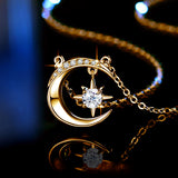 RedWood Brand Eid Gifts 0.5ct Moissanite Moon Star Necklace With Certificate Women Pendant Charms Muslim Real 925 Silver Jewelry