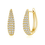 Yellow Gold U Shape Earrings Moisanite With Certificate Luxury Big Hoop Earrings For Women Elegant  Jewelry Christmas Gift Trend
