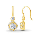 7mm 2.4ct Per Pair Moissanite Drop earrings For Women Yellow Gold Wedding Jewelry With Certificate Trending Luxury Girl Gift