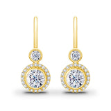 7mm 2.4ct Per Pair Moissanite Drop earrings For Women Yellow Gold Wedding Jewelry With Certificate Trending Luxury Girl Gift