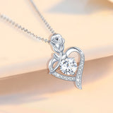 Rose Flower Heart Shaped Moissanite Necklace Woman 1ct 6.5mm 925 Silver With Certificate