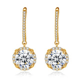 8MM Round Cut Moissanite Drop Earrings Gold D Color VVS1 Jewelry With Certificate Trendy Luxury Designer Earings