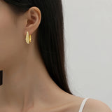 Yellow Gold U Shape Earrings Moisanite With Certificate Luxury Big Hoop Earrings For Women Elegant  Jewelry Christmas Gift Trend