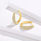 Yellow Gold U Shape Earrings Moisanite With Certificate Luxury Big Hoop Earrings For Women Elegant  Jewelry Christmas Gift Trend