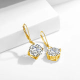 Drop Earrings Total Is 2.4ct 7mm Round Cut Moissanite With Certificate