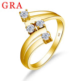 Yellow Gold 4 Stone Full Moissanite Ring With Certificate Real For Women High Quality Wedding Jewellery Pass Diamond Tester Sale