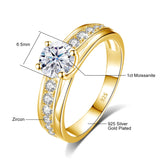 Initial 1 Carat Moissanite Ring For Women Solid 925 Silver Rhodium Plated Luxury Wedding Jewelry With Certificate Gift Female DD
