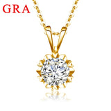 D Color 6.5mm 1CT Moissanite Necklace For Woman Gold Pendant For Women With Chains Wedding Fine jewellery Sale