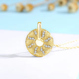 Round Moissanite Sun Necklace Gold Luxury Pendant With Chain Quality Gift