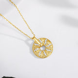 Round Moissanite Sun Necklace Gold Luxury Pendant With Chain Quality Gift