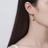 8MM Round Cut Moissanite Drop Earrings Gold D Color VVS1 Jewelry With Certificate Trendy Luxury Designer Earings