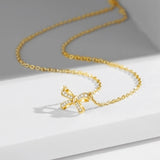 Yellow Gold plated Moissanite Bow Necklace For Women Pass Diamond Test Female Jewelry Luxury Gift Quality