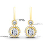 7mm 2.4ct Per Pair Moissanite Drop earrings For Women Yellow Gold Wedding Jewelry With Certificate Trending Luxury Girl Gift