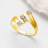 Yellow Gold 4 Stone Full Moissanite Ring With Certificate Real For Women High Quality Wedding Jewellery Pass Diamond Tester Sale