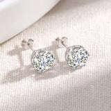 Luxury 2 Carats Moissanite Earrings Studs For Women Solid Silver 925 Classic 6 Classic Engagement Jewelry With Certificate Trend